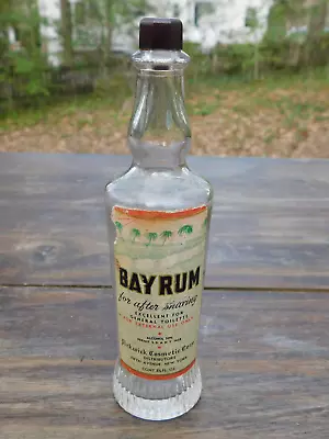 Antique Barber Bay Rum Glass Bottle 6.5  • $9.99