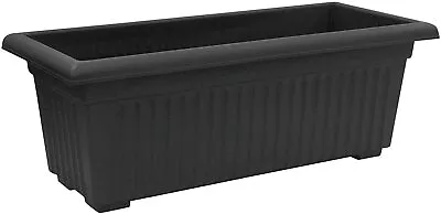 70cm Black Trough Plant Pot Large Long Plastic Planter Vegetable Herb Flower Box • £13.49