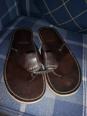 £19.99 • Buy Cole Haan Mens Dark Brown Leather Toe Post Sandals Size Uk13 Unworn