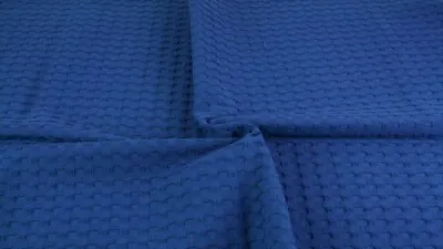 Big Waffle Cotton Fabric - Royal Blue - Sold Per Metre • £12.58