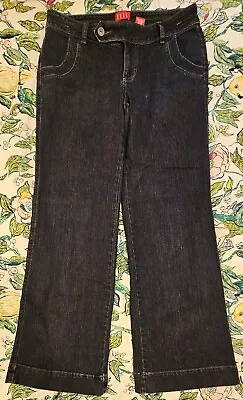 ELLE Monaco Wide Leg Trouser Denim Jeans Womens Size 8 X 32 Dark Stretch Casual • $8.95