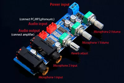 12V PT2399 Karaoke Microphone Reverberation Audio Pre Amp Amplifier Reverb Board • $7.60