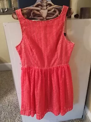 $24.99 • Buy American Apparel Classic Lace Sun Dress NEW Neon Coral Large Button Back 