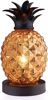 Mercury Glass Pineapple Lamp Golden Glass Table Lamp For Bedroom Dresser Liv • $42.40