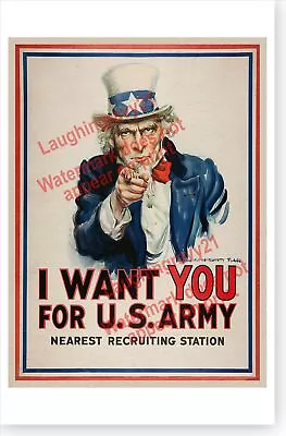 Retro WWI One Uncle Sam I Want You For U.S. Army Recruiting Poster • $16.49