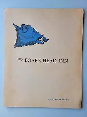 The Boar's Head Inn Charlottesville Virginia Menu Vintage Original • $20