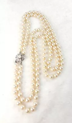 ** GORGEOUS Vintage Majorica PM70 Spain Champagne Pearl Double Strand Necklace • $120