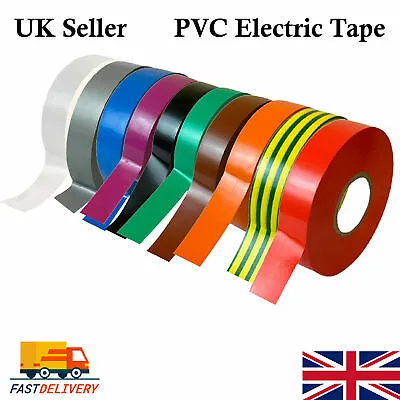 6X PVC Electrical Insulating Tape Flame Retardant Coloured Insulation 19mm 33M • £8.65