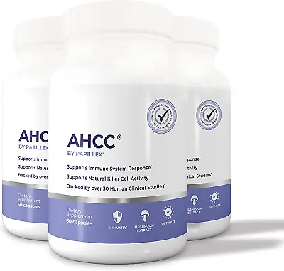 (3 Pack) Papillex AHCC Supplement - Maximum Strength - Natural Immune Support Ex • $449