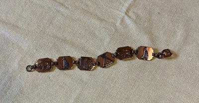 VTG Southwestern Style Copper Bracelet Buffalo Link Teepee Indian Feathers • $8