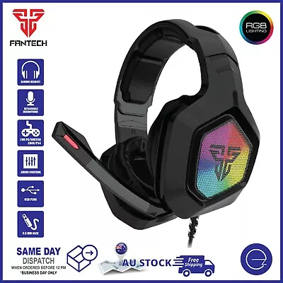 Gaming PC Headset 3.5mm Headphone RGB Noise-Cancellation Mic For Switch/Xbox/PS4 • $39