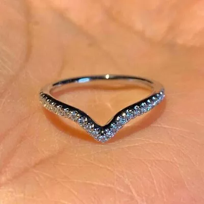 0.5ctw Vintage Round Cut Moissanite Curved Wedding Band 14k White Gold Plated • $128.44