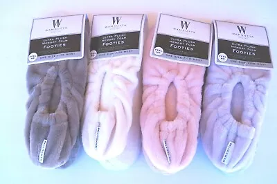 Wamsutta Ultra Plush Memory Foam Footies Slippers One Size Fits Most • $19.97