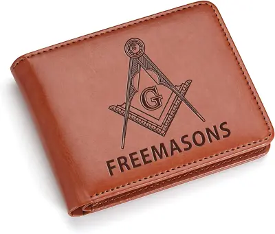  Soft Leather Masonic Wallet For Men|Extra Capacity Bifold Wallet  (FREEMASONS) • $15.99