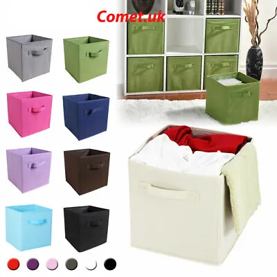 £5.95 • Buy Foldable Canvas Storage Folding Box Fabric Cube Toys Cloth Basket Collapsible UK