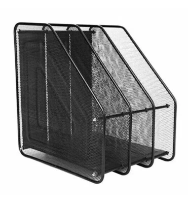 £10.65 • Buy 3 Part A4 Black Mesh Magazine Holder Book Rack File Storage Organiser Divider UK
