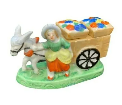£5.99 • Buy Vintage Lustre Salt And Pepper Cruet Set Maid Girl With Donkey & Cart - JAPAN