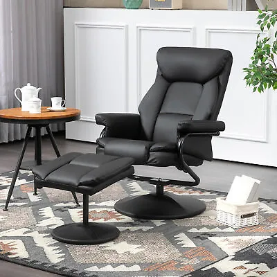 HOMCOM Recliner Chair W/ Ottoman Swivel Reclining Chair Faux Leather Black • $169.99