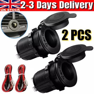 2 Pack 12V Cigarette Lighter Socket For Car Marine Motorcycle ATV RV Waterproof • £9.89