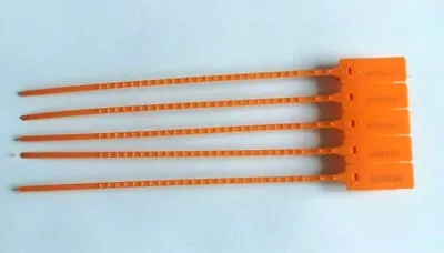 Orange Plastic Security Seals. Numbered Tag. Pull Cable Ties. Anti-Tamper. 250mm • £230