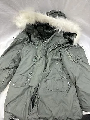 USGI N-3B Parka Cold Weather Jacket W/ Fur Hood Extra Small XS • $139.99