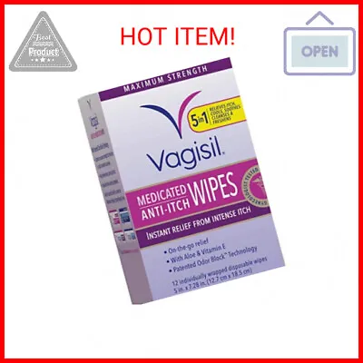 $8.02 • Buy Vagisil Anti-Itch Medicated Feminine Intimate Wipes For Women, Maximum Strength,