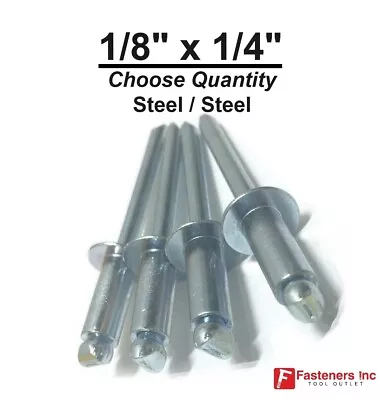 POP Rivets ALL Steel 4-4 1/8  X 1/4  Grip Range Zinc Plated (Choose Qty) • $9.65