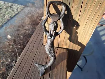 Cast Iron Rustone Mermaid Wall Mount Soda Pop Beer Bar Bottle Opener Fantasy • $16.95