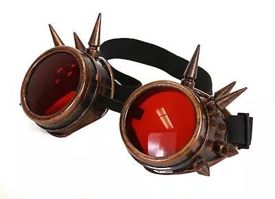 Red Lens Victorian Steampunk Spike Goggles Glasses Welding Cyber Punk Cosplay  • $12.99