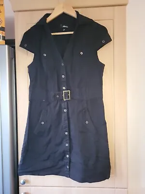 £10 • Buy Vintage Jane Norman Y2K Black Denim Safari Dress Size 16/42