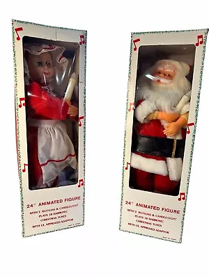 Motrix Mr & Mrs Santa Claus Lighted Animated Motion Figures 24  Christmas VTG. * • $76.90