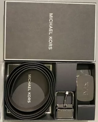 Michael Kors Men's Buckle Belt Gift Set Reversible Leather In Black / Brown NWT • $48.50