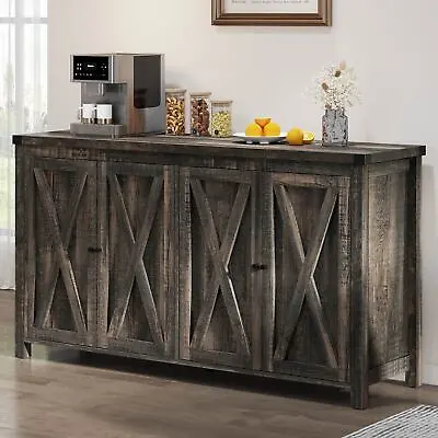 55'' Farmhouse Coffee Bar Storage Cabinet Sideboard Buffet Kitchen Dining Room • $161.04