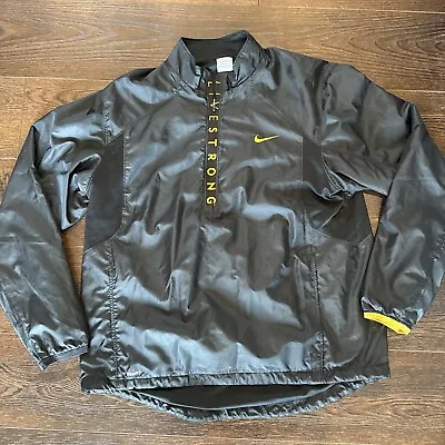 VINTAGE Nike Jacket Mens  Black LiveStrong Half Zip Windbreaker New! L Large • $30