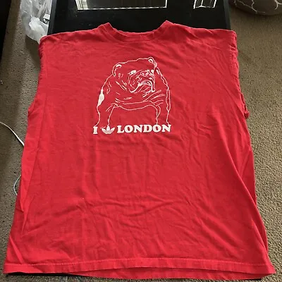 VINTAGE ADIDAS ORIGINALS BULLDOG LONDON RED T SHIRT  XL I Love • $39.99