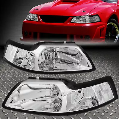 For 99-04 Ford Mustang Oe Style Chrome Housing Clear Corner Headlight Head Lamps • $61.88