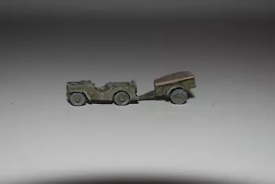 N Scale KR 02023 Custom Pewter Army 1/4 Ton Jeep & Trailer For Flatcar Or Layout • $10.99
