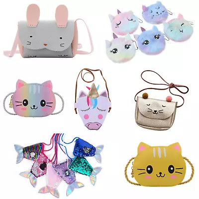 £2.99 • Buy Children's Girls Kids Mini Bag Bags Purse Mermaid Unicorn Sequin Rabbit Cat Fur 