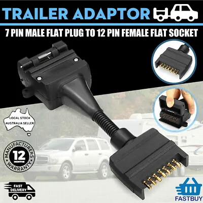 $15.89 • Buy Trailer Adaptor Plug - 7 Pin Male Plug To 12 Pin Female Flat *Australian Stock*