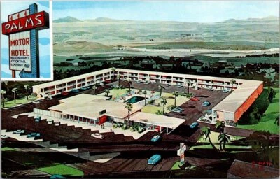 $4.45 • Buy Las Cruces NM Palms Motor Hotel Signed Watercolor MCM Pool Cars Postcard 