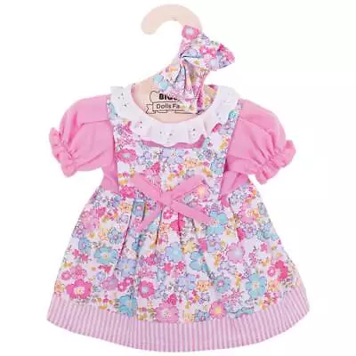 Pink Floral Dress With Hair Bows Ragdoll Or Teddy Bear Clothing New • £13.99