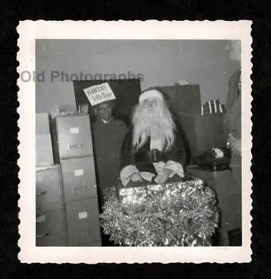 Creepy Office Santa Claus & His Little Helper Old/vintage Photo- A434 • $7.99