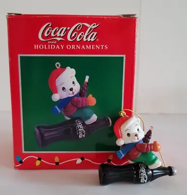 Vintage COCA-COLA POLAR BEAR Enesco ORNAMENT - Polar Bear Riding Coke Bottle • $4.98