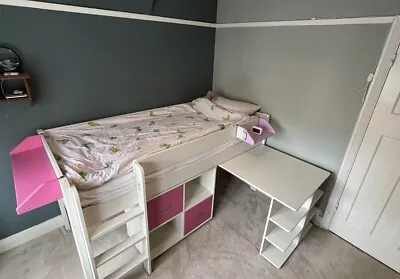 Stompa Uno 3a Mid Sleeper Cabin Bed With Desk Chest & Storage Unit (Midsleeper) • £100