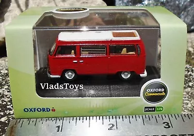 Oxford 1/76 Scale Volkswagen T2  Bay Window  Camper - Senegal Red/White 76VW004 • $18.95