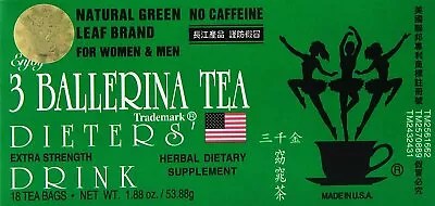 3 Ballerina Tea Dieters Tea 18 Bags Herbal Supplement  Natural Green • $9.02