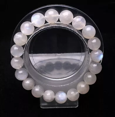 10mm Natural Burma Moonstone Rainbow Blue Light Beads Bracelet AAA • $3.25