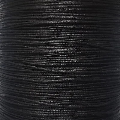 1mm Waxed Cotton Cord String 0.5m - 10m Jewellery Making Necklace Bracelet BLACK • £1.85