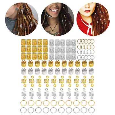 110Pcs/kit Hair Braid Coil Rings Hollow Dreadlocks Cuffs Beads Clip Accessories • £6.27