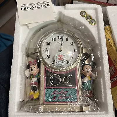 Vintage Collectible Seiko Mickey & Minnie Disney Alarm Quartz Clock '80s W Box • £55.48